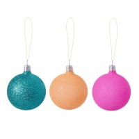 Medium Christmas Glass Baubles Pink, Orange, Mint Rice DK